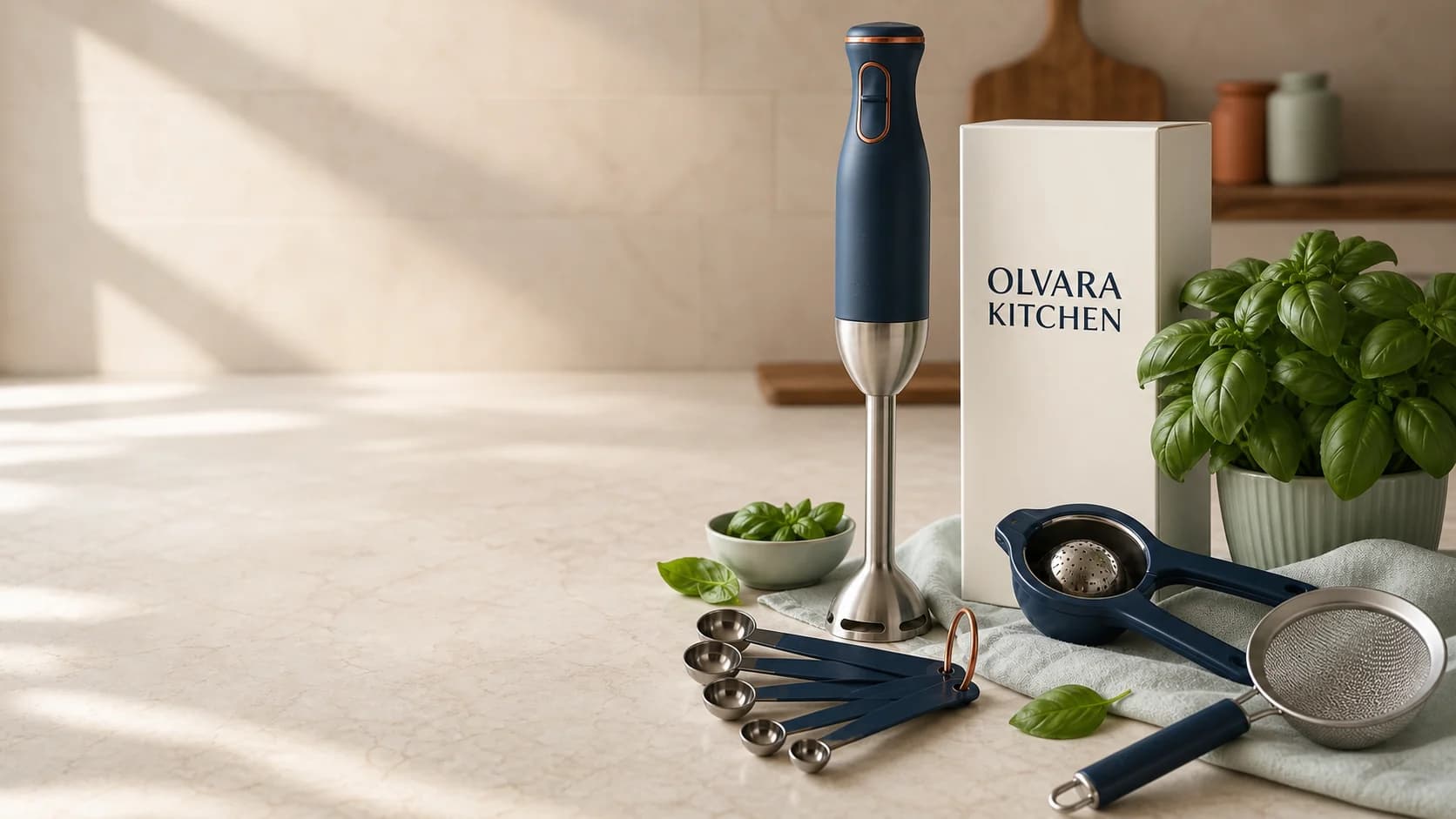 Contemporary Olvara Kitchen workspace with compact cooking tools